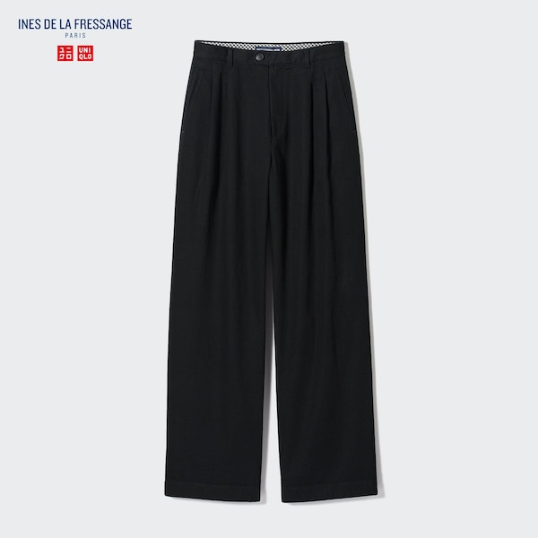 Uniqlo Denim Wide-Fit Pleated Naisten Housut Mustat | 1059-RHQJU