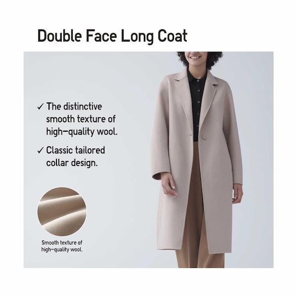 Uniqlo Double Face Long Naisten Takit Beige | 3567-ARSOH