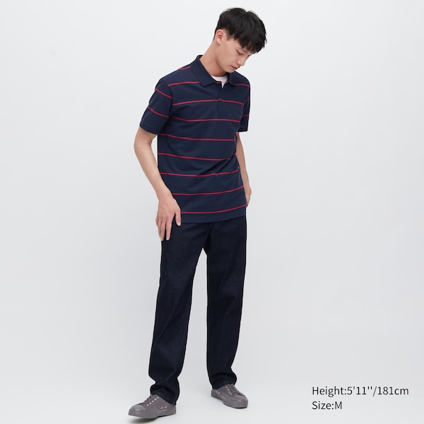 Uniqlo Dry Pique Striped Short-Sleeve Miesten Pikeepaita Laivastonsininen | 2409-YCGLE