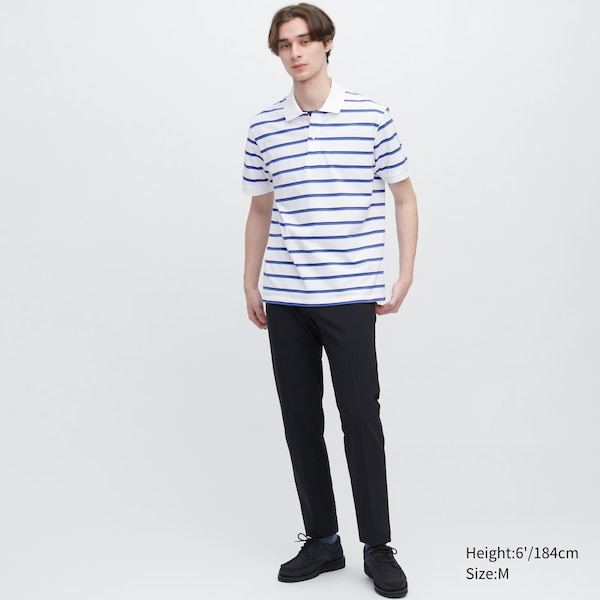 Uniqlo Dry Pique Striped Short-Sleeve Miesten Pikeepaita Sininen | 6239-XFTPA