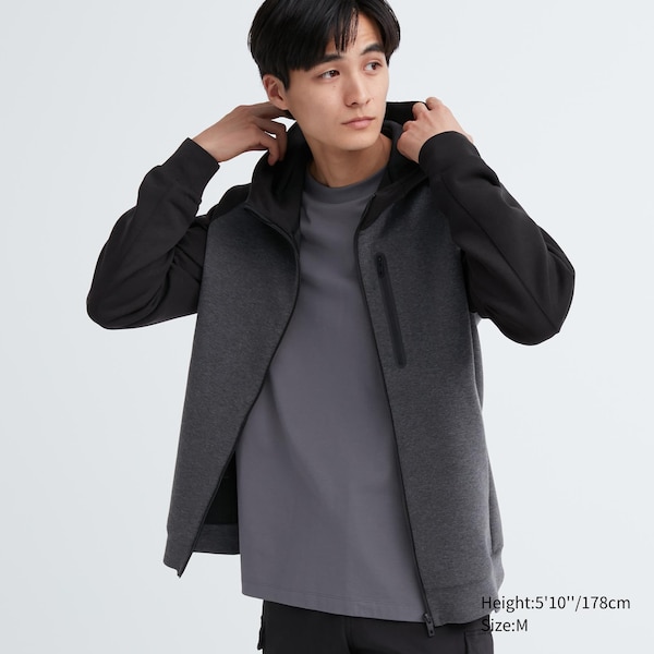 Uniqlo Dry Stretch Sweat Full-Zip Miesten Huppari Tummanharmaat | 0128-WRBIG