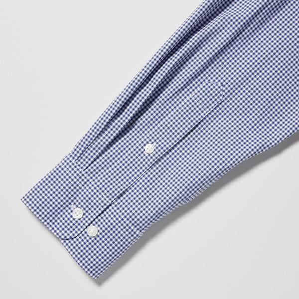 Uniqlo Extra Fine Cotton Broadcloth Checked Long-Sleeve Miesten Paidat Sininen | 0623-PVLSA