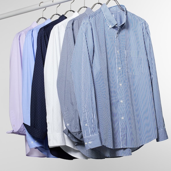 Uniqlo Extra Fine Cotton Broadcloth Checked Long-Sleeve Miesten Paidat Sininen | 0623-PVLSA