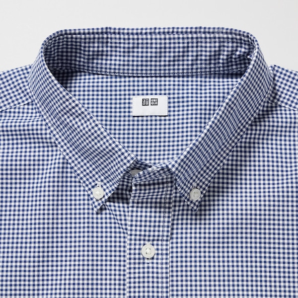 Uniqlo Extra Fine Cotton Broadcloth Checked Long-Sleeve Miesten Paidat Sininen | 0623-PVLSA