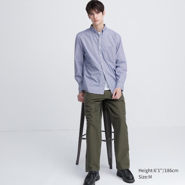 Uniqlo Extra Fine Cotton Broadcloth Checked Long-Sleeve Miesten Paidat Sininen | 0623-PVLSA