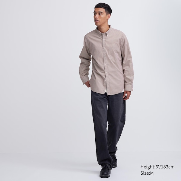 Uniqlo Extra Fine Cotton Broadcloth Checked Long-Sleeve Miesten Paidat Ruskea | 2657-HVGMT