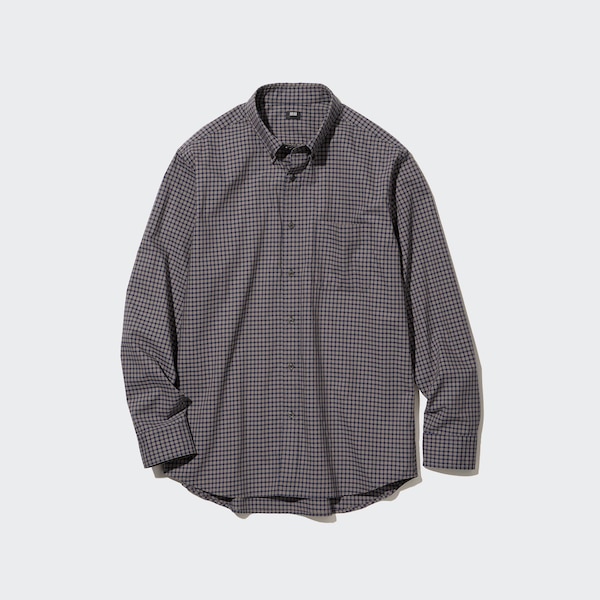 Uniqlo Extra Fine Cotton Broadcloth Checked Long-Sleeve Miesten Paidat Ruskea | 9807-VLFPW