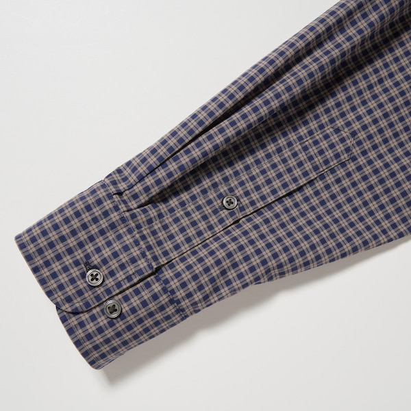 Uniqlo Extra Fine Cotton Broadcloth Checked Long-Sleeve Miesten Paidat Ruskea | 9807-VLFPW