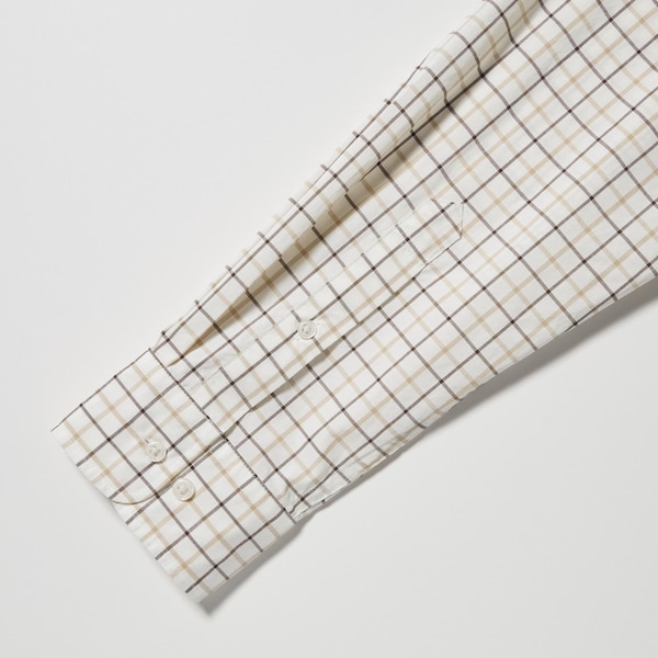 Uniqlo Extra Fine Cotton Broadcloth Checked Long-Sleeve Miesten Paidat Valkoinen | 8172-TSVUK