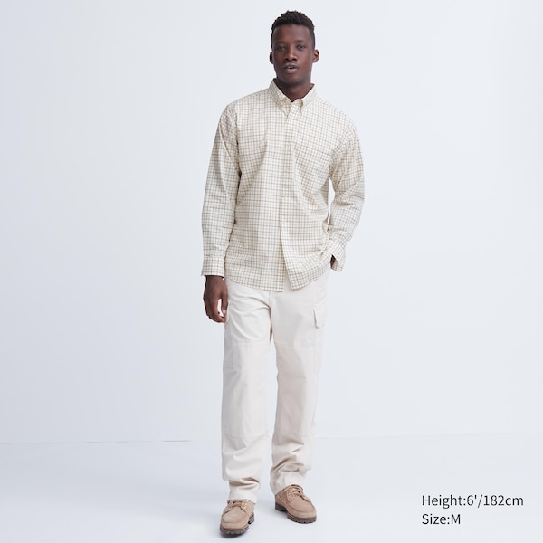 Uniqlo Extra Fine Cotton Broadcloth Checked Long-Sleeve Miesten Paidat Valkoinen | 8172-TSVUK