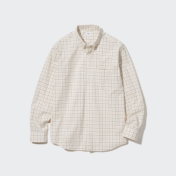 Uniqlo Extra Fine Cotton Broadcloth Checked Long-Sleeve Miesten Paidat Valkoinen | 8172-TSVUK