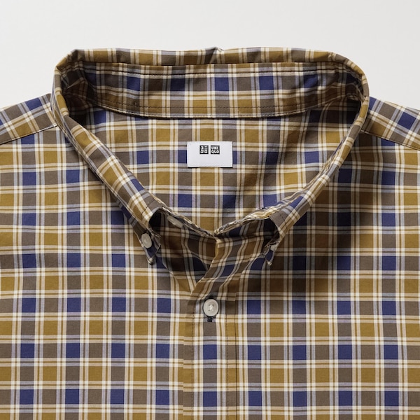 Uniqlo Extra Fine Cotton Broadcloth Checked Long-Sleeve Miesten Paidat Keltainen | 4587-JDMBF