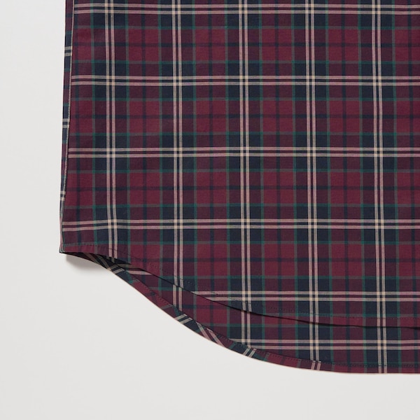 Uniqlo Extra Fine Cotton Broadcloth Checked Long-Sleeve Miesten Paidat Viininpunainen | 9014-UAIET