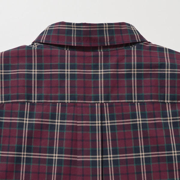 Uniqlo Extra Fine Cotton Broadcloth Checked Long-Sleeve Miesten Paidat Viininpunainen | 9014-UAIET