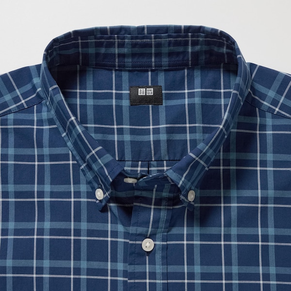 Uniqlo Extra Fine Cotton Broadcloth Checked Long-Sleeve Miesten Paidat Sininen | 2841-EFZGH