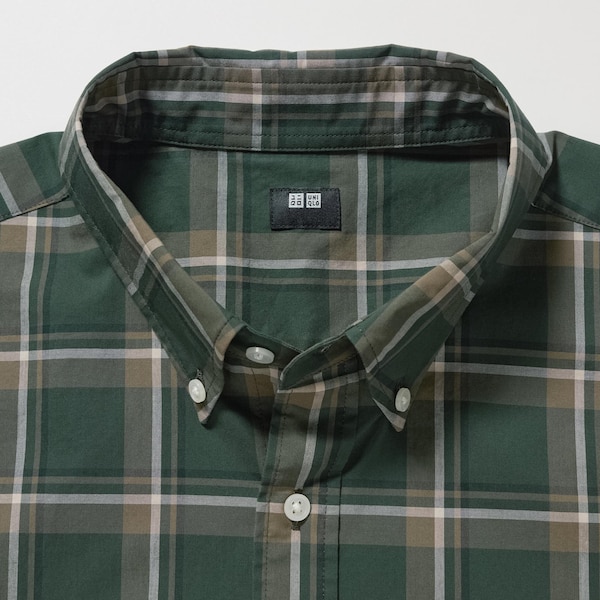 Uniqlo Extra Fine Cotton Broadcloth Checked Long-Sleeve Miesten Paidat Oliivinvihreä | 5149-KHWJO