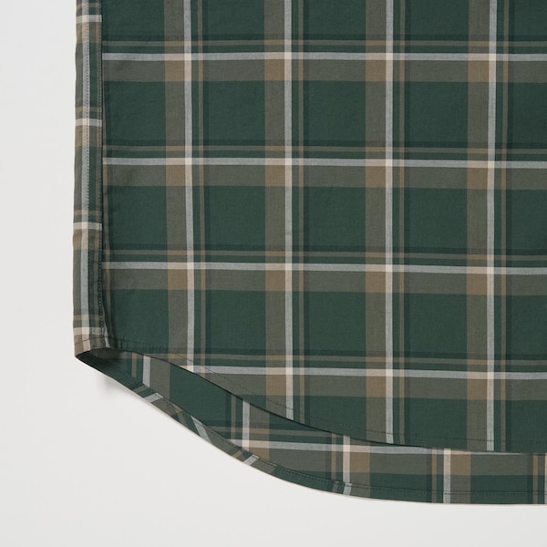 Uniqlo Extra Fine Cotton Broadcloth Checked Long-Sleeve Miesten Paidat Oliivinvihreä | 5149-KHWJO