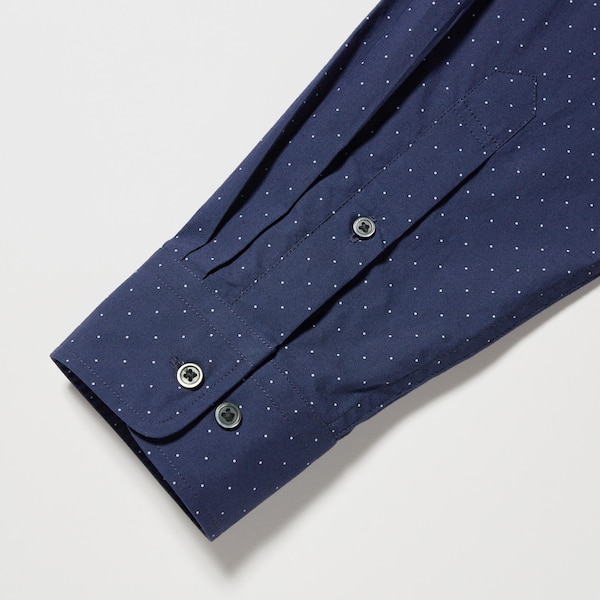 Uniqlo Extra Fine Cotton Broadcloth Dotted Long-Sleeve Miesten Paidat Sininen | 7498-UBFIZ