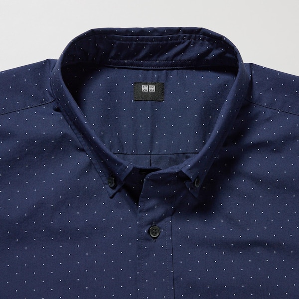 Uniqlo Extra Fine Cotton Broadcloth Dotted Long-Sleeve Miesten Paidat Sininen | 7498-UBFIZ