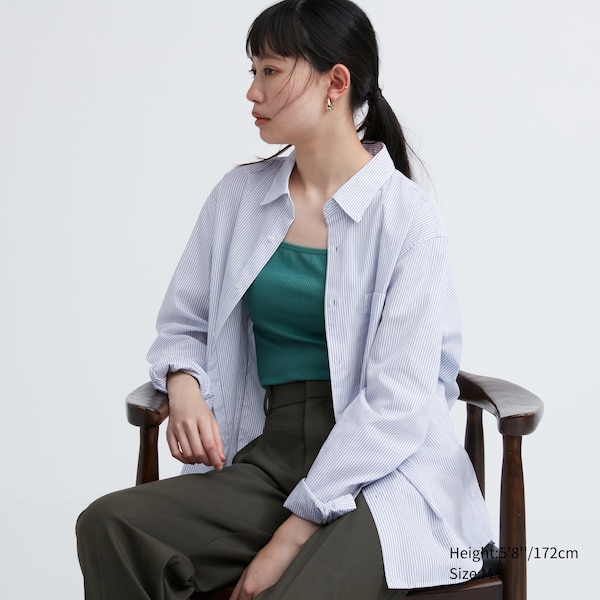 Uniqlo Extra Fine Cotton Broadcloth Long-Sleeve Naisten Paidat Valkoinen | 6237-XLEFS