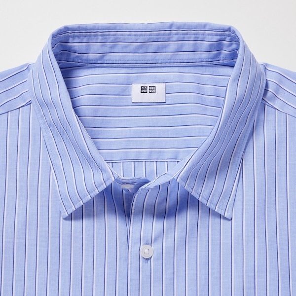 Uniqlo Extra Fine Cotton Broadcloth Striped Long-Sleeve Miesten Paidat Sininen | 2815-NKRVE