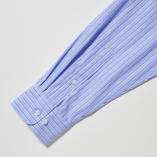 Uniqlo Extra Fine Cotton Broadcloth Striped Long-Sleeve Miesten Paidat Sininen | 2815-NKRVE