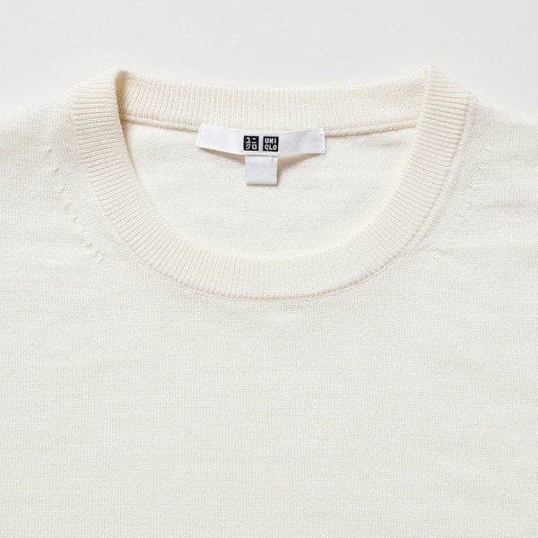 Uniqlo Extra Fine Merino Crew Neck Long-Sleeve Naisten Neulepuserot Valkoinen | 5241-OCZKW