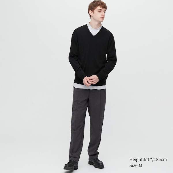 Uniqlo Extra Fine Merino V-Neck Miesten Neulepuserot Mustat | 3618-NPJDB