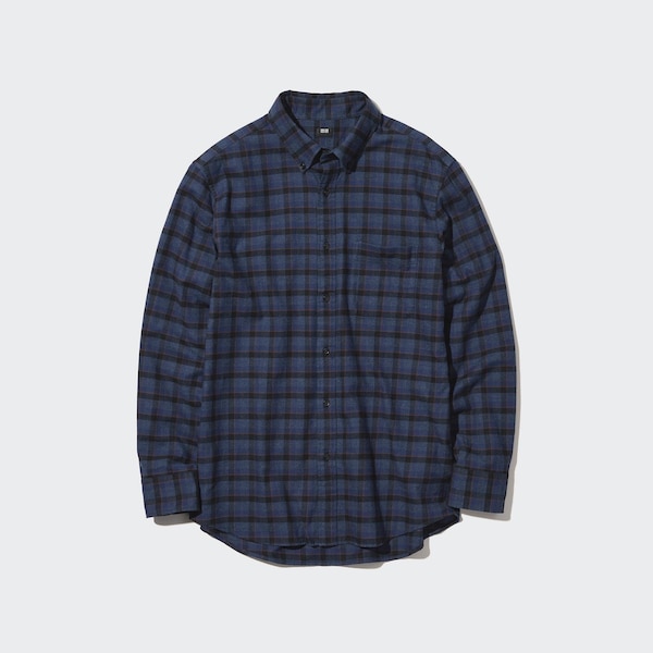 Uniqlo Flannel Checked Long-Sleeve Miesten Paidat Sininen | 2968-AFRTL