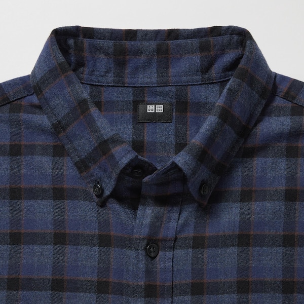 Uniqlo Flannel Checked Long-Sleeve Miesten Paidat Sininen | 2968-AFRTL