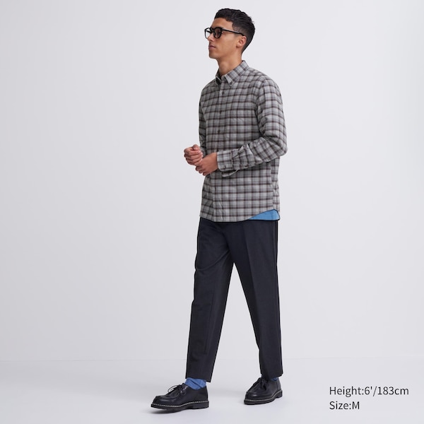 Uniqlo Flannel Checked Long-Sleeve Miesten Paidat Harmaat | 4578-DLZGX