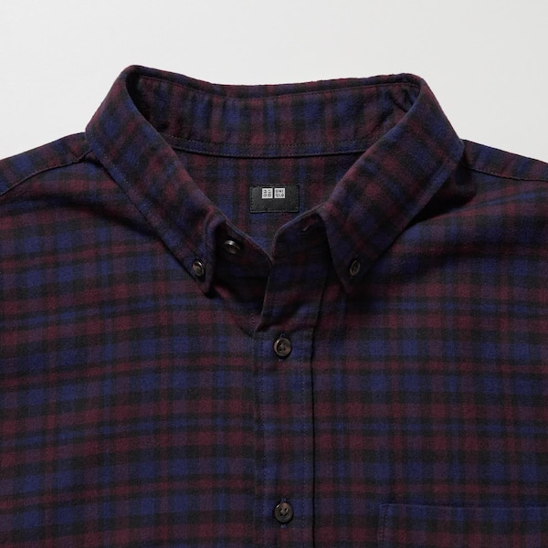 Uniqlo Flannel Checked Long-Sleeve Miesten Paidat Viininpunainen | 2580-EWAFT