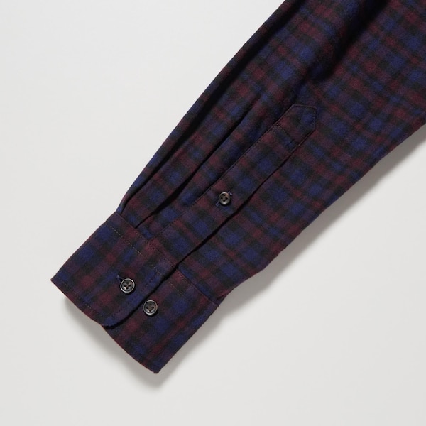 Uniqlo Flannel Checked Long-Sleeve Miesten Paidat Viininpunainen | 2580-EWAFT