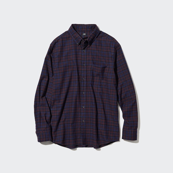 Uniqlo Flannel Checked Long-Sleeve Miesten Paidat Viininpunainen | 2580-EWAFT