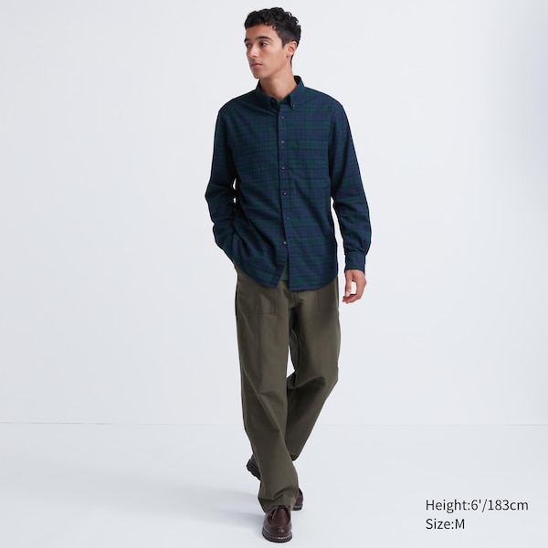 Uniqlo Flannel Checked Long-Sleeve Miesten Paidat Tummanvihreä | 6102-ZAVJS