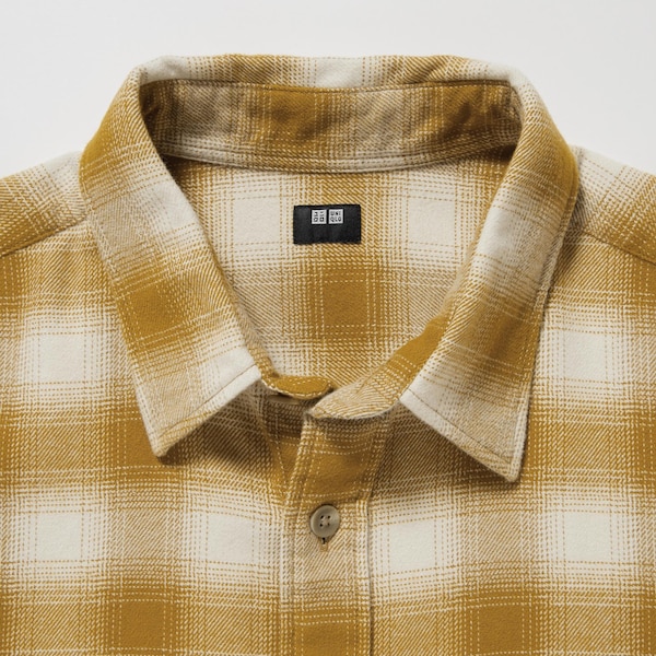 Uniqlo Flannel Checked Long-Sleeve Miesten Paidat Keltainen | 4153-IVLEO