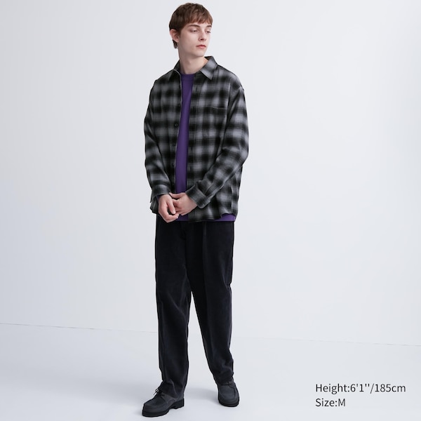 Uniqlo Flannel Checked Long-Sleeve Miesten Paidat Harmaat | 2197-UMACP