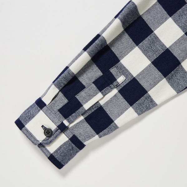 Uniqlo Flannel Checked Long-Sleeve Miesten Paidat Sininen | 2513-XJSIK