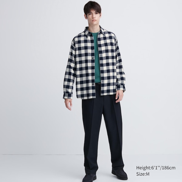 Uniqlo Flannel Checked Long-Sleeve Miesten Paidat Sininen | 2513-XJSIK