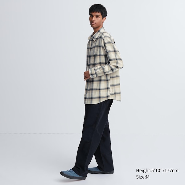 Uniqlo Flannel Checked Long-Sleeve Miesten Paidat Beige | 6471-EPOYN