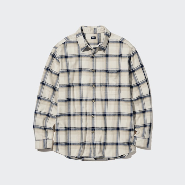 Uniqlo Flannel Checked Long-Sleeve Miesten Paidat Beige | 6471-EPOYN