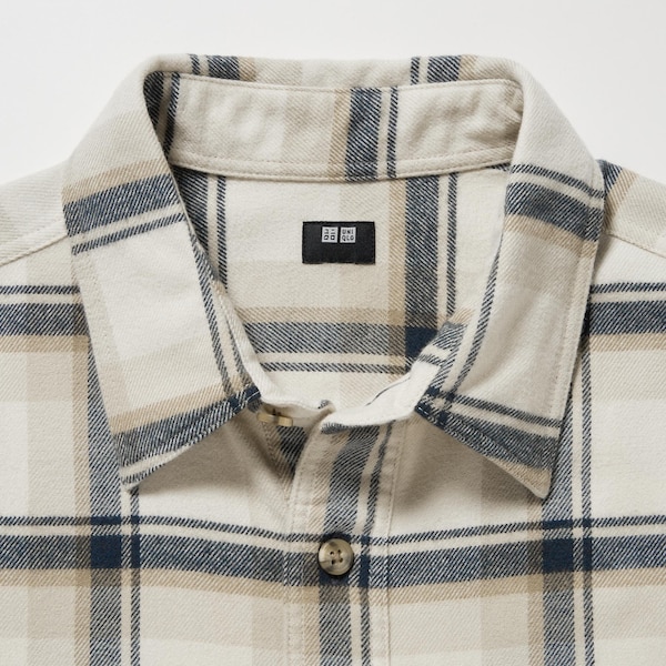 Uniqlo Flannel Checked Long-Sleeve Miesten Paidat Beige | 6471-EPOYN