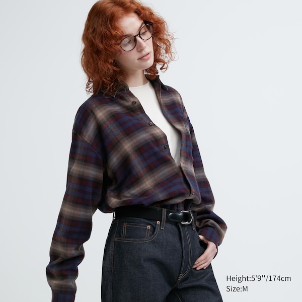 Uniqlo Flannel Checked Long-Sleeve Naisten Paidat Viininpunainen | 0851-ALVOX