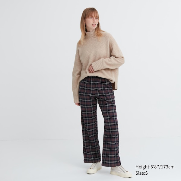 Uniqlo Flannel Checked Naisten Housut Tummanruskea | 6157-ADFPC