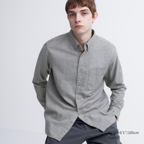 Uniqlo Flannel Long-Sleeve Miesten Paidat Harmaat | 7810-TMESB