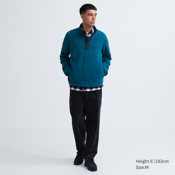 Uniqlo Fleece Button Up Long-Sleeve Miesten Villapusero Sininen | 4715-TVJLW