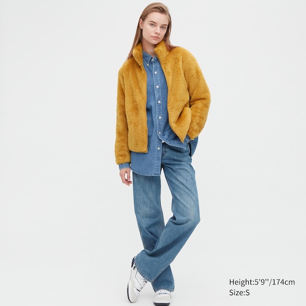 Uniqlo Fluffy Yarn Fleece Full-Zip Naisten jackets Keltainen | 4650-GUMSB