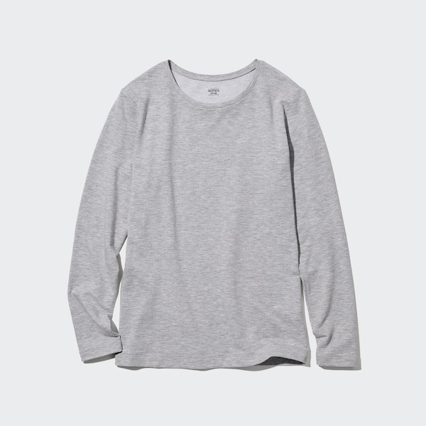 Uniqlo HEATTECH Cotton Crew Neck Long-Sleeve Naisten T Paidat Tummanharmaat | 3724-ZMQNS