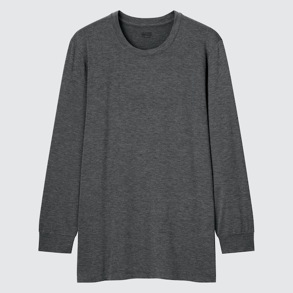 Uniqlo HEATTECH Crew Neck Long-Sleeve Miesten T Paidat Harmaat | 1639-BSHZY