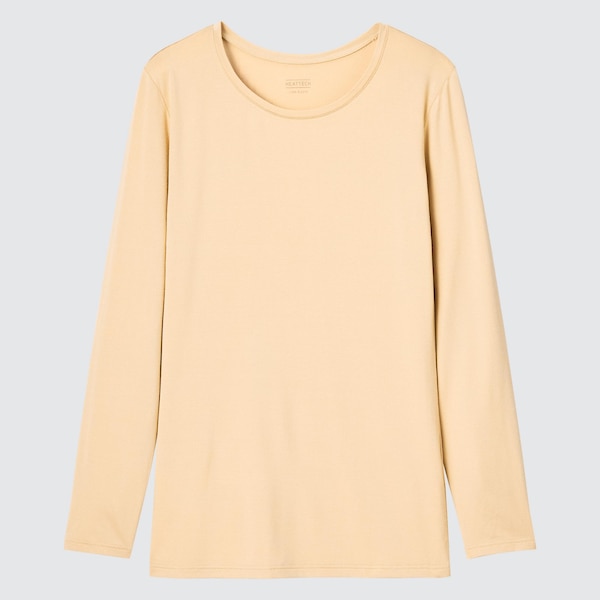 Uniqlo HEATTECH Crew Neck Long-Sleeve Naisten T Paidat Beige | 2703-XCMZH